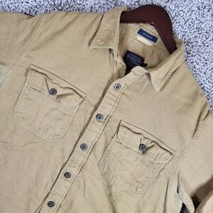 Pendleton Burnside Flannel Mens Button Up Shirt‎ L Tan Brown Long Sleeve Pockets